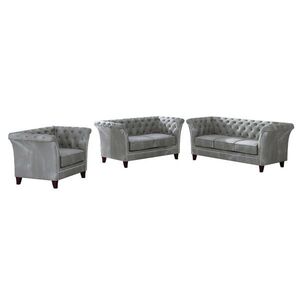 S-Style CHESTERFIELD SEDACÍ SOUPRAVA 3+2+1 Fusion ze šedého sametu obraz