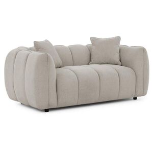 S-Style DVOUMÍSTNÁ POHOVKA Nubira v hluboce prošívaném designu Bubble z měkké strukturované látky v barvě taupe s moderním vzhledem obraz