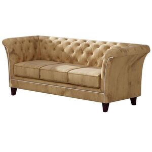 S-Style CHESTERFIELD TŘÍMÍSTNÁ POHOVKA Fusion z béžového sametu obraz