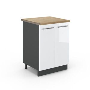 Vicco SPODNÍ SKŘÍŇKA KUCHYŇSKÉ LINKY Fame-Line Bílá vysoký lesk 60 cm , PD Dub obraz