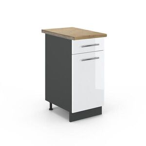 Vicco SPODNÍ SKŘÍŇKA KUCHYŇSKÉ LINKY Fame-Line Bílá vysoký lesk 40 cm , PD Dub obraz