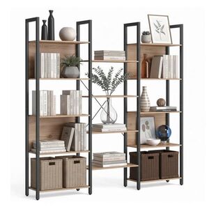 Relaxdays KNIHOVNA světle hnědá 14 polic MDF 166 cm obraz