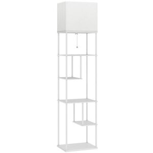 HOMCOM STOJACÍ lampa z bílého MDF obraz