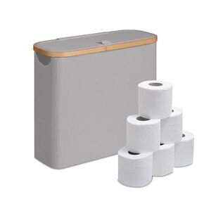 Relaxdays ZÁSOBNÍK Šedý na toaletní papír 12 rolí polyester bambus obraz