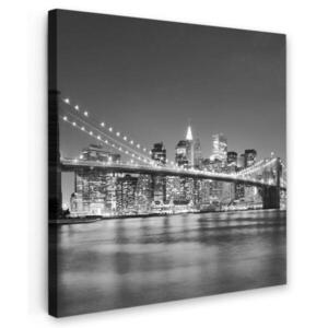 MuchoWow OBRAZ NA PLÁTNĚ New York - Most - Brooklyn - Černobílý - Architektura 50x50 cm obraz