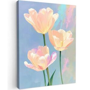 MuchoWow OBRAZ NA PLÁTNĚ Tulipány - růžové akcenty - modré 60x80 cm obraz