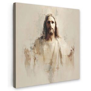 MuchoWow OBRAZ NA PLÁTNĚ Portrét - abstraktní - Ježíš - béžový 20x20 cm obraz
