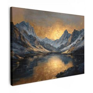 MuchoWow OBRAZ NA PLÁTNĚ Horská scenérie se zlatým západem slunce 40x30 cm obraz