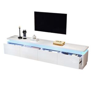 FLIEKS NÍZKÁ KOMODA 180 cm Bílá LED 4 Zásuvky Lesk obraz