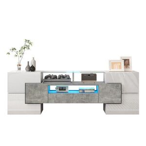 FLIEKS NÍZKÁ KOMODA Bílý Lesk 145 cm LED Osvětlení obraz