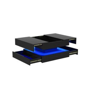 SHOPENTRA KONFERENČNÍ stolek s LED podsvícením, vysoce lesklý černý, s úložným prostorem a RGB osvětlením obraz