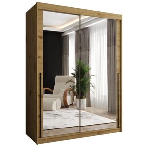 Home Collective ŠATNÍ SKŘÍŇ S POSUVNÝMI DVEŘMI se zrcadlem, šířka 150 cm, Artisan s černým madlem obraz