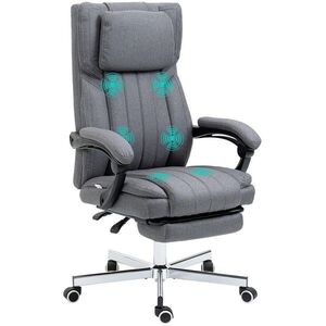 OKWISH KANCELÁŘSKÁ židle 65/61/105-113 cm šedá z polyesteru s masážní funkcí a podnožkou obraz