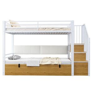 FLIEKS VYVÝŠENÁ POSTEL 90x200cm Kov PU Čelo Hydraulická Bílá obraz