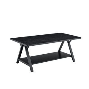Modfu KONFERENČNÍ stolek z MDF a kovu 110x57x44, 5 cm černý s úložnou policí v industriálním stylu obraz