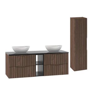 Petits-meubles KOUPELNOVÝ NÁBYTEK 140.6cm Siena 2er-Set Dřevo a černá obraz