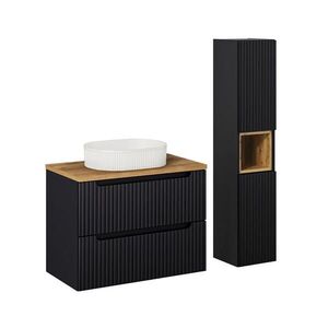 Petits-meubles KOUPELNOVÝ NÁBYTEK 80.4cm Riva 2er-Set Černá a dřevěná obraz