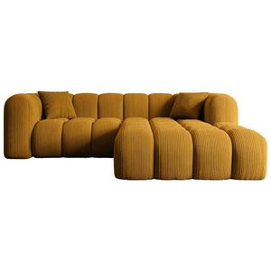 ALTDECOR ROHOVÁ SEDACÍ SOUPRAVA s otomanem vpravo OLEA-L1 – 231 × 173 × 74 cm hořčicově žlutá obraz