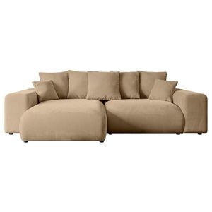 ALTDECOR ROHOVÁ SEDACÍ SOUPRAVA s otomanem vlevo ESKAR-L 266x176x72 béžový velur obraz