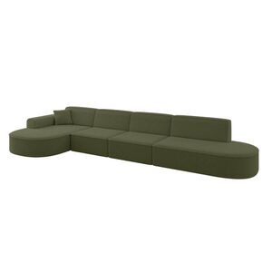 ALTDECOR ROHOVÁ SEDACÍ SOUPRAVA s otomanou vlevo MARI-L3 – 413 × 171 × 79 cm, zelená buklé obraz