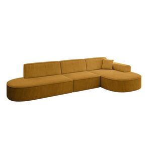 ALTDECOR ROHOVÁ SEDACÍ SOUPRAVA s otomanem vpravo MARI-L2 – 328 × 171 × 79 cm, hořčicově žlutá barva manšestru obraz