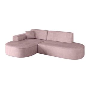 ALTDECOR ROHOVÁ SEDACÍ SOUPRAVA s otomanem vlevo MARI-L1 – 243 x 171 x 79 cm, růžový manšestr obraz