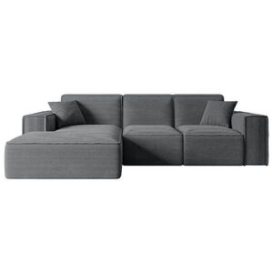 ALTDECOR ROHOVÁ SEDACÍ SOUPRAVA s otomanem vlevo SERRA-L – 266 × 169 × 80 cm, tmavě šedá manšestr obraz