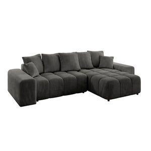 ALTDECOR ROHOVÁ SEDACÍ SOUPRAVA, otoman vpravo ENIL-L 297x189x68 tmavě šedý velur obraz