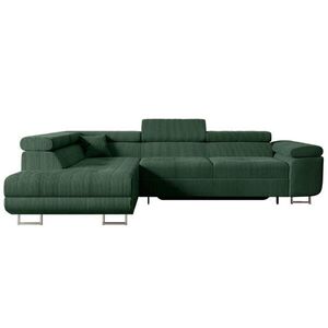 ALTDECOR ROHOVÁ SEDACÍ SOUPRAVA s funkcí lůžka a úložným prostorem GUSA-L 272x202x107 cm zelený manšestr obraz