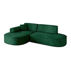 ALTDECOR ROHOVÁ SEDACÍ SOUPRAVA s otomanem vlevo MARI-L1 – 243 x 171 x 79 cm, tmavě zelený velur obraz