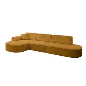 ALTDECOR ROHOVÁ SEDACÍ SOUPRAVA s otomanem vlevo MARI-L2 – 328 x 171 x 79 cm, hořčicově žlutý manšestr obraz