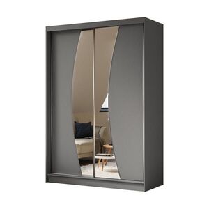 ALTDECOR ŠATNÍ SKŘÍŇ se zrcadlovými posuvnými dveřmi a hliníkovými lamelami, LED osvětlení (- VOXI - 150 cm šedá obraz