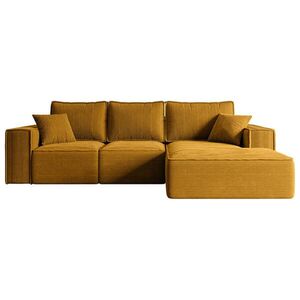 ALTDECOR ROHOVÁ SEDAČKA s funkcí lůžka a úložným prostorem SERRA-L-S – 266 x 161 x 87 cm hořčicově žlutá barva manšestru obraz