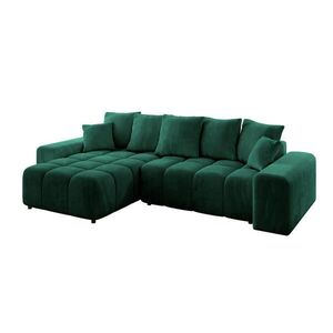 ALTDECOR ROHOVÁ SEDACÍ SOUPRAVA s otomanem vlevo ENIL-L 297x189x68 tmavě zelený velur obraz