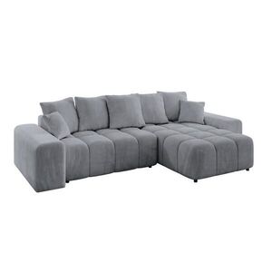 ALTDECOR ROHOVÁ SEDACÍ SOUPRAVA s otomanem vpravo ENIL-L 297x189x68 světle šedý velur obraz