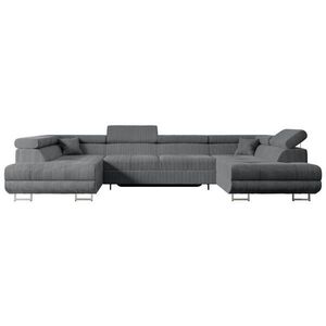ALTDECOR SEDÁCÍ SOUPRAVA s funkcí lůžka a úložným prostorem pod postelí GUSA-U 342x202x107 cm tmavě šedý manšestr obraz