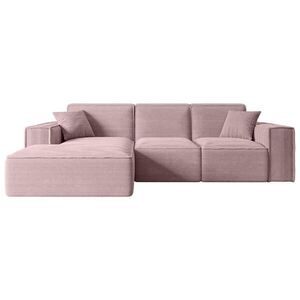 ALTDECOR ROHOVÁ SEDACÍ SOUPRAVA s otomanem vlevo SERRA-L – 266 x 169 x 80 cm, růžový manšestr obraz