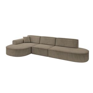 ALTDECOR ROHOVÁ SEDACÍ SOUPRAVA s otomanem vlevo MARI-L2 – 328 × 171 × 79 cm, tmavě hnědá barva velur obraz