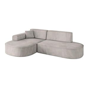 ALTDECOR ROHOVÁ SEDAČKA s otomanem vlevo MARI-L1 – 243 x 171 x 79 cm světle hnědá velur obraz