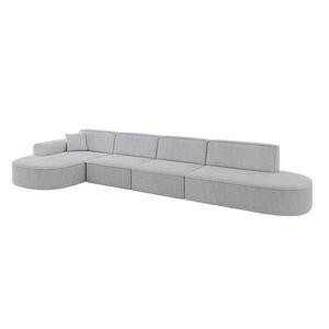 ALTDECOR ROHOVÁ SEDACÍ SOUPRAVA s otomanem vlevo MARI-L3 – 413 × 171 × 79 cm šedá manšestr obraz