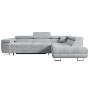 ALTDECOR ROHOVÁ SEDACÍ SOUPRAVA s funkcí lůžka a úložným prostorem GUSA-L 272x202x107 cm šedá manšestr obraz