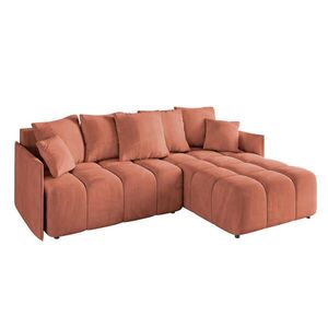 ALTDECOR ROHOVÁ SEDACÍ SOUPRAVA s otomanem vpravo LONLI-L 251x189x68 korálový velur obraz
