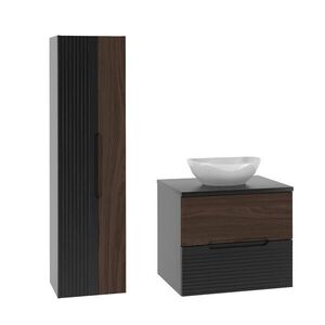 Petits-meubles KOUPELNOVÝ NÁBYTEK 60.6cm Sylla 2er-Set Černá a dřevěná obraz
