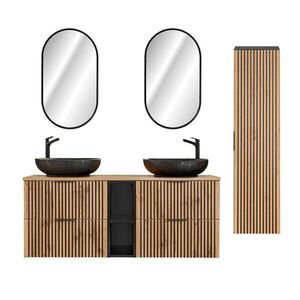 Petits-meubles KOUPELNOVÝ NÁBYTEK 140.6cm Gaia 2er-Set Dubové dřevo a černá barva obraz