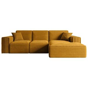 ALTDECOR ROHOVÁ SEDACÍ SOUPRAVA s otomanem vpravo SERRA-L – 266 × 169 × 80 cm, hořčicově žlutý manšestr obraz