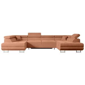 ALTDECOR SEDACÍ SOUPRAVA s funkcí lůžka a úložným prostorem pod lůžkem GUSA-U 342x202x107 cm korálový velur obraz