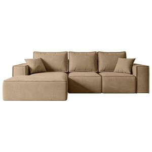 ALTDECOR ROHOVÁ SEDACÍ SOUPRAVA s funkcí lůžka a úložným prostorem SERRA-L-S – 266 × 161 × 87 cm, béžový velur obraz