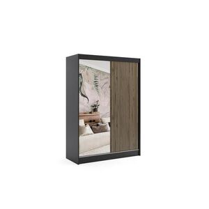 ALTDECOR ŠATNÍ SKŘÍŇ VILAN s zrcadlem – 150 cm – černá | dub wotan obraz