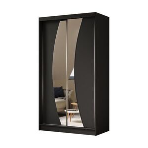 ALTDECOR ŠATNÍ SKŘÍŇ se zrcadlovými posuvnými dveřmi a hliníkovými lamelami, LED osvětlení – VOXI – 120 cm černá obraz