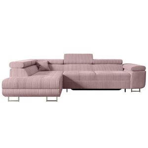 ALTDECOR ROHOVÁ SEDACÍ SOUPRAVA s funkcí lůžka a úložným prostorem GUSA-L 272x202x107 cm růžová manšestr obraz